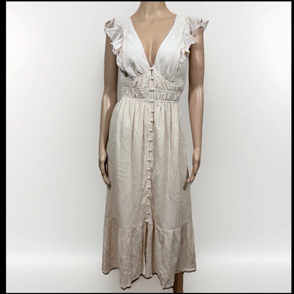 Revolve ASTR Montreal Ruffle Cutout Midi Dress Size Small Boho Cottagecore - Picture 4 of 10